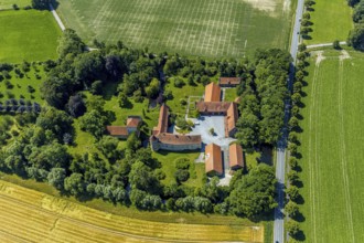 Aerial photograph, Haus Hameren, former moated castle, Billerbeck, Münsterland, North