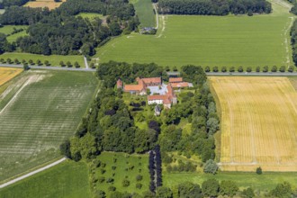 Aerial photograph, Haus Hameren, former moated castle, Billerbeck, Münsterland, North