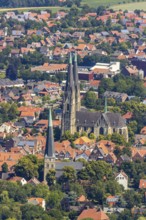 Aerial view, city centre view, Dom St. Ludgerus Billerbeck, parish church St. Johann, Billerbeck,