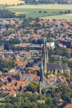 Aerial view, city centre view, Dom St. Ludgerus Billerbeck, parish church St. Johann, Billerbeck,