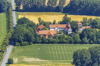 Aerial photograph, Haus Hameren, former moated castle, Billerbeck, Münsterland, North