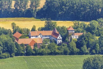 Aerial photograph, Haus Hameren, former moated castle, Billerbeck, Münsterland, North