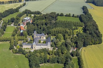Aerial view, Benedictine Abbey Gerleve, Haus Ludgerirast educational institution, Gerleve,