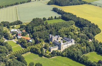 Aerial view, Benedictine Abbey Gerleve, Haus Ludgerirast educational institution, Gerleve,