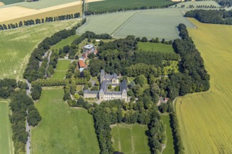 Aerial view, Benedictine Abbey Gerleve, Haus Ludgerirast educational institution, Gerleve,