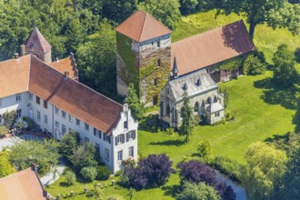 Aerial photograph, Haus Hameren, former moated castle, Billerbeck, Münsterland, North