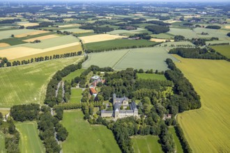 Aerial view, Benedictine Abbey Gerleve, Haus Ludgerirast educational institution, Gerleve,