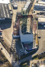 Aerial photograph, former Robert Müser colliery, restoration of winding tower, Werne, Bochum, Ruhr