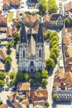 Aerial view, Dom St. Ludgerus Billerbeck, Billerbeck, Münsterland, North Rhine-Westphalia, Germany,