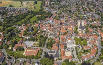 Aerial view, Dom St. Ludgerus Billerbeck, parish church St. Johann, town centre, Billerbeck,