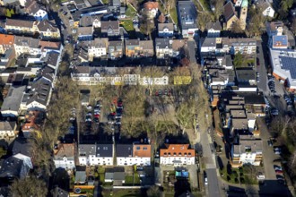 Aerial view, Gether Markt, rope disc Lothringen colliery, Gerthe, Bochum, Ruhr area, North