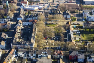 Aerial view, Gether Markt, rope disc Lothringen colliery, Gerthe, Bochum, Ruhr area, North