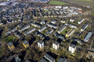Aerial view, residential area, Bochum North, high-rise buildings Händelstraße, Bochum, Ruhr area,