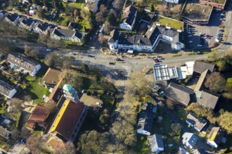 Aerial view, crossroads Im Hagenacker, Dietrich-Benking-Straße, Frauenlobstraße, Church of the