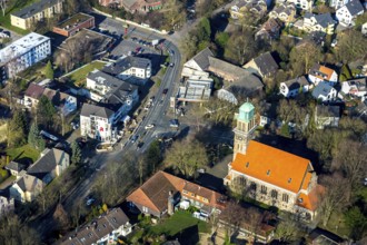 Aerial view, Church of the Redeemer Bochum-Hiltrop, Protestant Kindergarten at the Hiltrop Church,