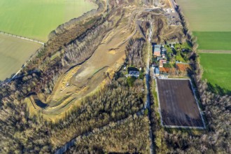 Aerial view, construction site Harpener Bach, football ground SC Werne 02 e.V. - Platz Amalia,