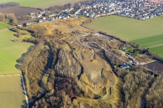 Aerial view, construction site Harpener Bach, Harpener Hellweg, Werne, Bochum, Ruhr area, North