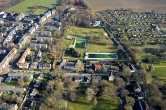 Aerial view, outdoor swimming pool Werne, Bramheide, Werne, Bochum, Ruhr area, North