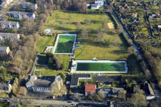 Aerial view, outdoor swimming pool Werne, Bramheide, Werne, Bochum, Ruhr area, North