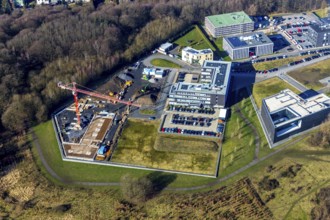 Aerial view, health campus south, construction site, Querenburg, Bochum, Ruhr area, North