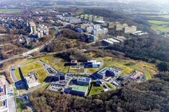 Aerial view, health campus, construction site, Ruhr-Universität Bochum, Querenburg, Bochum, Ruhr