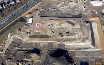 Aerial view, MARK 51Â°7 industrial estate, construction site former Opel site, Laer, Bochum, Ruhr