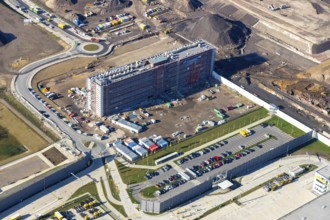 Aerial view, MARK 51Â°7 industrial estate, former Opel site with old administration building, Laer,