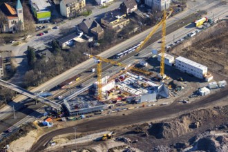 Aerial view, MARK 51Â°7 industrial estate, construction site former Opel site, Laer, Bochum, Ruhr