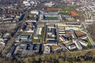 Aerial view, Vonovia Ruhrstadion, Bochum Krümmede prison, Grumme, Bochum, Ruhr area, North