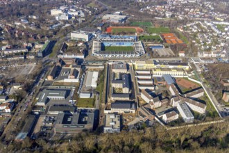 Aerial view, Vonovia Ruhrstadion, Bochum Krümmede prison, Grumme, Bochum, Ruhr area, North