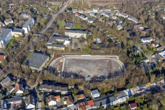 Aerial view, Annette-von-Droste-Hülshoff-Schule, sports hall at Lohring, construction site sports