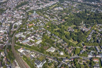 Aerial view, south inner city, zoo, municipal park Bochum overview, Bochum, Ruhr area, North