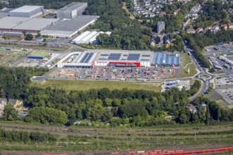 Aerial view, Hagebaumarkt Ziesak, Opel Warehouse Bochum, Langendreer, Bochum, Ruhr area, North
