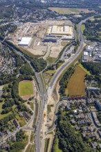 Aerial photo, MARK 51°7, new building Zess, Nordhausen-Ring and motorway A448, Laer, Bochum, Ruhr