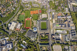 Aerial view, Bochum prison, construction site, Krümmede 3, Vonovia Ruhrstadion an der Castroper