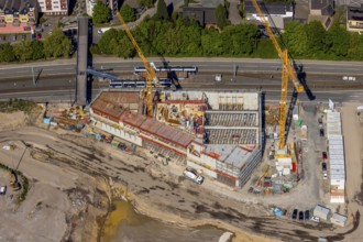 Aerial view, construction site former Opel site, Hans-Dobbertin-Straße, Laer, Bochum, Ruhr area,