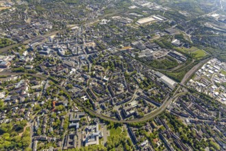 Aerial view, city centre view, Bochum central station, Bochum, Ruhr area, North Rhine-Westphalia,