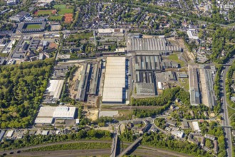 Aerial photograph, thyssenkrupp Steel Europe AG Bochum plant, Bochum prison, Castroper Straße,