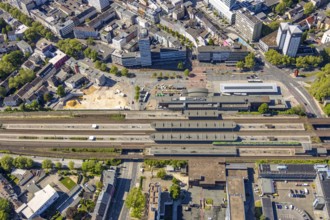Aerial view, Bochum central station, demolition of multi-storey car park P7, construction site for