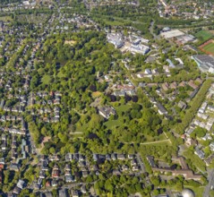Aerial view, City Park, Zoo and Fossilium Bochum, Bismarck Tower, St. Josef-Hospital - Katholisches