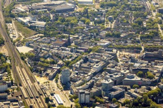 Aerial view, city centre view, Bochum central station, demolition of multi-storey car park P7,