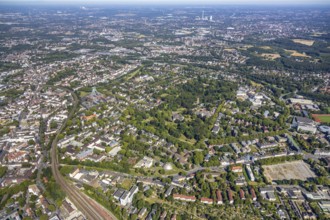 Aerial view, south inner city, zoo, municipal park Bochum overview, Bochum, Ruhr area, North