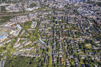 Aerial view, Ehrenfeld, Romanusplatz, Wiemelhausen, Bochum, Ruhr area, North Rhine-Westphalia,