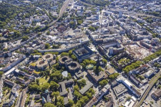 Aerial view, city hall Bochum, Telekomblock and BVZ area, Gleisdreieck, Bochum, Ruhr area, North