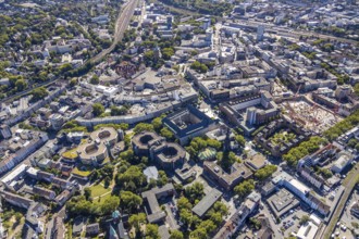 Aerial view, city hall Bochum, Telekomblock and BVZ area, Gleisdreieck, Bochum, Ruhr area, North