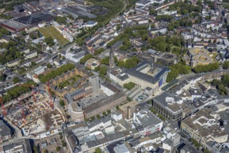 Aerial view, city hall Bochum, Telekomblock and BVZ area, Gleisdreieck, Bochum, Ruhr area, North