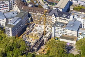 Aerial view, St. Josef-Hospital - Catholic Hospital Bochum, construction site new surgery wing,