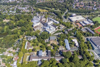Aerial view, St. Josef-Hospital - Catholic Clinic Bochum, extension, conversion, Grumme, Bochum,