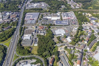 Aerial view, industrial estate Hofstedder Straße, Speicherstraße, Grumme, Bochum, Ruhr area, North
