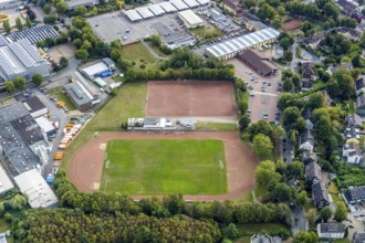Aerial view, sports facility Schwarz-Weiß Wattenscheid 08, Wattenscheid, Bochum, Ruhr area, North